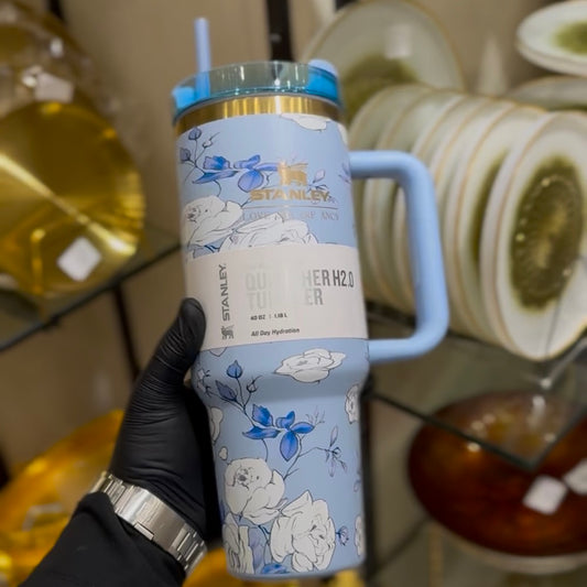Stanly Quencher H2.0 FlowState Floral Edition Tumbler | 40 OZ (Sky)