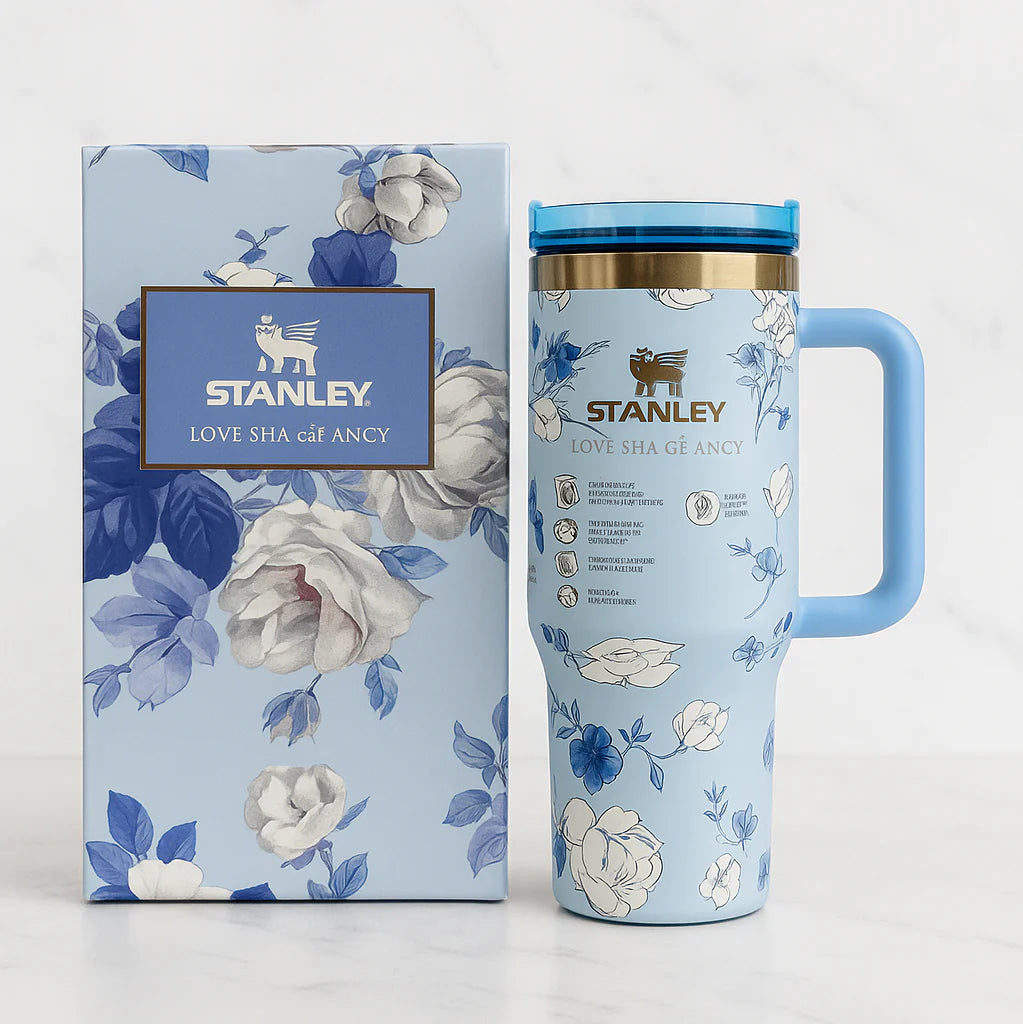 Stanly Quencher H2.0 FlowState Floral Edition Tumbler | 40 OZ (Sky)